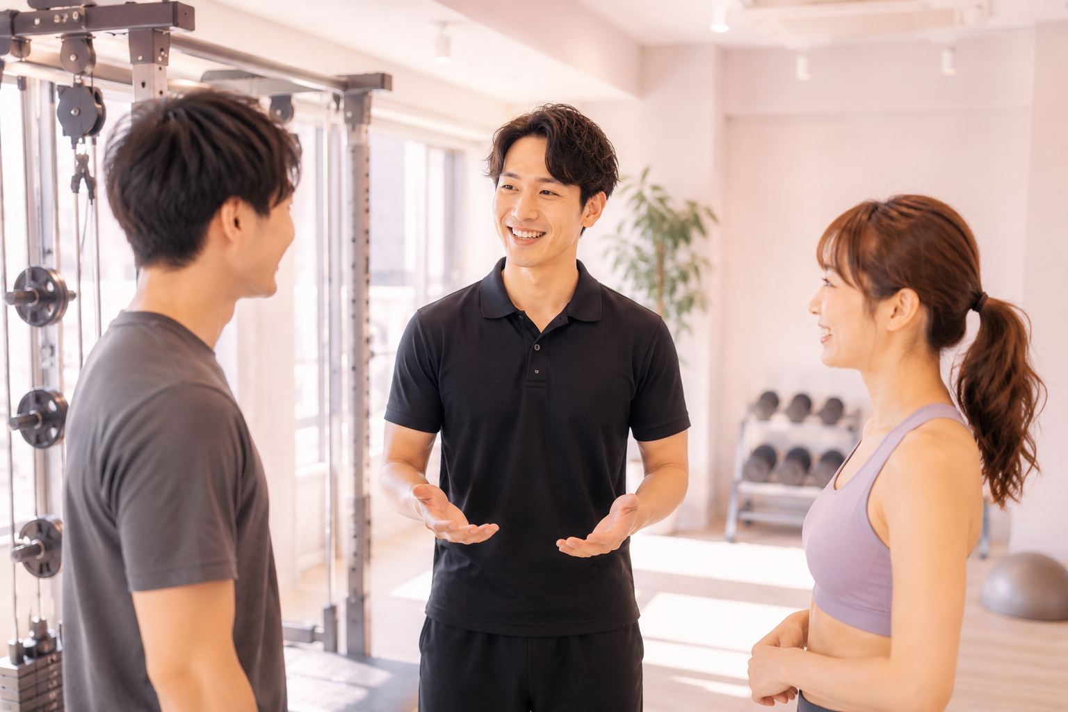 トレーナーが間に入ってサポートする様子